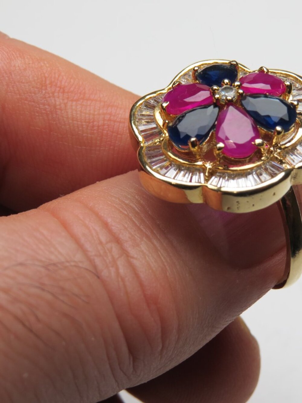 14k Ruby Sapphire Diamond Ring - Picture 3 of 3